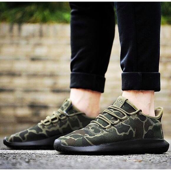 ADIDAS Tubular Shadow Camo Green Knit AC7745 4.5 Night Cargo Black Sneakers - Picture 1 of 6